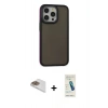 MARSİLYAN™- iPhone 13 Pro Max Kılıf Eksen Işık - Şeffaf Pasifik Cam Ekran Koruyucu + Pers Alüminyum Kamera Lens - GD