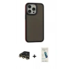 MARSİLYAN™- iPhone 13 Pro Max Kılıf Eksen Işık - Şeffaf Pasifik Cam Ekran Koruyucu + Raze Metal Kamera Lens - GD