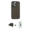 MARSİLYAN™- iPhone 13 Pro Max Kılıf Eksen Işık - Şeffaf Pasifik Cam Ekran Koruyucu + Raze Metal Kamera Lens - GD