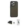MARSİLYAN™- iPhone 13 Pro Max Kılıf Eksen Işık - Şeffaf Pasifik Cam Ekran Koruyucu + Raze Metal Kamera Lens - GD