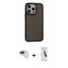 MARSİLYAN™- iPhone 13 Pro Max Kılıf Eksen Işık - Şeffaf Pasifik Cam Ekran Koruyucu + Pers Alüminyum Kamera Lens - LT