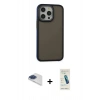 MARSİLYAN™- iPhone 13 Pro Max Kılıf Eksen Işık - Şeffaf Pasifik Cam Ekran Koruyucu + Pers Alüminyum Kamera Lens - LT