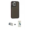 MARSİLYAN™- iPhone 13 Pro Max Kılıf Eksen Işık - Şeffaf Pasifik Cam Ekran Koruyucu + Rainbow Kamera Lens Koruma Cam - MI