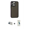 MARSİLYAN™- iPhone 13 Pro Max Kılıf Eksen Işık - Şeffaf Pasifik Cam Ekran Koruyucu + Rainbow Kamera Lens Koruma Cam - MI