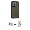 MARSİLYAN™- iPhone 13 Pro Max Kılıf Eksen Işık - Şeffaf Pasifik Cam Ekran Koruyucu + Rainbow Kamera Lens Koruma Cam - MI