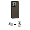 MARSİLYAN™- iPhone 13 Pro Max Kılıf Eksen Işık - Şeffaf Pasifik Cam Ekran Koruyucu + Rainbow Kamera Lens Koruma Cam - MI