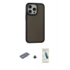 MARSİLYAN™- iPhone 13 Pro Max Kılıf Eksen Işık - Şeffaf Pasifik Cam Ekran Koruyucu + Mavi Renkli Kamera Lens Koruma Cam