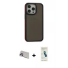 MARSİLYAN™- iPhone 13 Pro Max Kılıf Eksen Işık - Şeffaf Pasifik Cam Ekran Koruyucu + Mor Rainbow Kamera Lens Koruma Cam