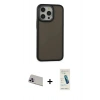 MARSİLYAN™- iPhone 13 Pro Max Kılıf Eksen Işık - Şeffaf Pasifik Cam Ekran Koruyucu + Mor Rainbow Kamera Lens Koruma Cam