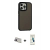 MARSİLYAN™- iPhone 13 Pro Max Kılıf Eksen Işık - Şeffaf Pasifik Cam Ekran Koruyucu + Mor Rainbow Kamera Lens Koruma Cam