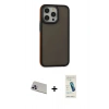 MARSİLYAN™- iPhone 13 Pro Max Kılıf Eksen Işık - Şeffaf Pasifik Cam Ekran Koruyucu + Mor Rainbow Kamera Lens Koruma Cam