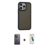 MARSİLYAN™- iPhone 13 Pro Max Kılıf Eksen Işık - Şeffaf Pasifik Cam Ekran Koruyucu + Neon Fosforlu Kamera Lens - YL