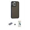 MARSİLYAN™- iPhone 13 Pro Max Kılıf Eksen Işık - Şeffaf Pasifik Cam Ekran Koruyucu + Renkli Kamera Lens Koruma Cam - PE