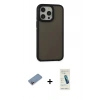 MARSİLYAN™- iPhone 13 Pro Max Kılıf Eksen Işık - Şeffaf Pasifik Cam Ekran Koruyucu + Shine Kamera Lens Koruma Cam - PE