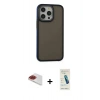 MARSİLYAN™- iPhone 13 Pro Max Kılıf Eksen Işık - Şeffaf Pasifik Cam Ekran Koruyucu + Pers Alüminyum Kamera Lens - KI