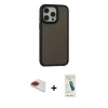 MARSİLYAN™- iPhone 13 Pro Max Kılıf Eksen Işık - Şeffaf Pasifik Cam Ekran Koruyucu + Pers Alüminyum Kamera Lens - KI