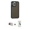MARSİLYAN™- iPhone 13 Pro Max Kılıf Eksen Işık - Şeffaf Pasifik Cam Ekran Koruyucu + Rainbow Kamera Lens Koruma Cam - KI