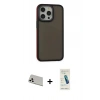 MARSİLYAN™- iPhone 13 Pro Max Kılıf Eksen Işık - Şeffaf Pasifik Cam Ekran Koruyucu + Rainbow Kamera Lens Koruma Cam - BZ