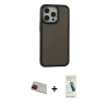 MARSİLYAN™- iPhone 13 Pro Max Kılıf Eksen Işık - Şeffaf Pasifik Cam Ekran Koruyucu + Rainbow Kamera Lens Koruma Cam - KI