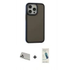 MARSİLYAN™- iPhone 13 Pro Max Kılıf Eksen Işık - Şeffaf Pasifik Cam Ekran Koruyucu + Rainbow Kamera Lens Koruma Cam - BZ