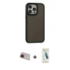 MARSİLYAN™- iPhone 13 Pro Max Kılıf Eksen Işık - Şeffaf Pasifik Cam Ekran Koruyucu + Rainbow Kamera Lens Koruma Cam - KI