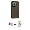 MARSİLYAN™- iPhone 13 Pro Max Kılıf Eksen Işık - Şeffaf Pasifik Cam Ekran Koruyucu + Rainbow Kamera Lens Koruma Cam - KI