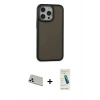 MARSİLYAN™- iPhone 13 Pro Max Kılıf Eksen Işık - Şeffaf Pasifik Cam Ekran Koruyucu + Rainbow Kamera Lens Koruma Cam - BZ