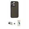 MARSİLYAN™- iPhone 13 Pro Max Kılıf Eksen Işık - Şeffaf Pasifik Cam Ekran Koruyucu + Rainbow Kamera Lens Koruma Cam - KI