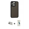 MARSİLYAN™- iPhone 13 Pro Max Kılıf Eksen Işık - Şeffaf Pasifik Cam Ekran Koruyucu + Rainbow Kamera Lens Koruma Cam - BZ