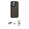 MARSİLYAN™- iPhone 13 Pro Max Kılıf Eksen Işık - Şeffaf Pasifik Cam Ekran Koruyucu + Renkli Kamera Lens Koruma Cam - YL