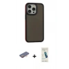 MARSİLYAN™- iPhone 13 Pro Max Kılıf Eksen Işık - Şeffaf Pasifik Cam Ekran Koruyucu + Renkli Kamera Lens Koruma Cam - TU