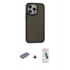 MARSİLYAN™- iPhone 13 Pro Max Kılıf Eksen Işık - Şeffaf Pasifik Cam Ekran Koruyucu + Renkli Kamera Lens Koruma Cam - TU