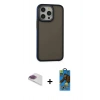 MARSİLYAN™- iPhone 13 Pro Max Kılıf Eksen Işık - Siyah 18D Cam Ekran Koruyucu + Pers Alüminyum Kamera Lens - GI