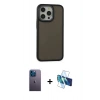 MARSİLYAN™- iPhone 13 Pro Max Kılıf Eksen Işık - Siyah 3D Antistatik Cam Ekran Koruyucu + Neon Fosforlu Kamera Lens - MI