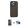 MARSİLYAN™- iPhone 13 Pro Max Kılıf Eksen Işık - Siyah 3D Antistatik Cam Ekran Koruyucu + Neon Fosforlu Kamera Lens - MI