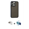 MARSİLYAN™- iPhone 13 Pro Max Kılıf Eksen Işık - Siyah 3D Antistatik Cam Ekran Koruyucu + Pers Alüminyum Kamera Lens - GD