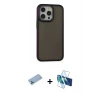 MARSİLYAN™- iPhone 13 Pro Max Kılıf Eksen Işık - Siyah 3D Antistatik Cam Ekran Koruyucu + Shine Kamera Lens Koruma Cam - MI
