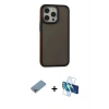 MARSİLYAN™- iPhone 13 Pro Max Kılıf Eksen Işık - Siyah 3D Antistatik Cam Ekran Koruyucu + Shine Kamera Lens Koruma Cam - GI