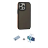 MARSİLYAN™- iPhone 13 Pro Max Kılıf Eksen Işık - Siyah 3D Antistatik Cam Ekran Koruyucu + Shine Kamera Lens Koruma Cam - MI
