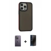 MARSİLYAN™- iPhone 13 Pro Max Kılıf Eksen Işık - Siyah 3D Antistatik Hayalet Cam Ekran Koruyucu + Neon Fosforlu Kamera Lens - BZ