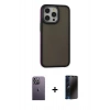 MARSİLYAN™- iPhone 13 Pro Max Kılıf Eksen Işık - Siyah 3D Antistatik Hayalet Cam Ekran Koruyucu + Neon Fosforlu Kamera Lens - BZ