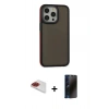 MARSİLYAN™- iPhone 13 Pro Max Kılıf Eksen Işık - Siyah 3D Antistatik Hayalet Cam Ekran Koruyucu + Pers Alüminyum Kamera Lens - KI