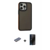 MARSİLYAN™- iPhone 13 Pro Max Kılıf Eksen Işık - Siyah 3D Antistatik Hayalet Cam Ekran Koruyucu + Renkli Kamera Lens Koruma Cam - SI