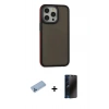 MARSİLYAN™- iPhone 13 Pro Max Kılıf Eksen Işık - Siyah 3D Antistatik Hayalet Cam Ekran Koruyucu + Shine Kamera Lens Koruma Cam - MI