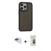 MARSİLYAN™- iPhone 13 Pro Max Kılıf Eksen Işık - Siyah 6D Mat Seramik Hayalet Nano Ekran Koruyucu + Pers Alüminyum Kamera Lens - GI