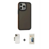MARSİLYAN™- iPhone 13 Pro Max Kılıf Eksen Işık - Siyah 6D Mat Seramik Hayalet Nano Ekran Koruyucu + Shine Kamera Lens - GD