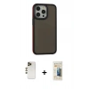 MARSİLYAN™- iPhone 13 Pro Max Kılıf Eksen Işık - Siyah 6D Mat Seramik Hayalet Nano Ekran Koruyucu + Shine Kamera Lens - GD