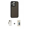 MARSİLYAN™- iPhone 13 Pro Max Kılıf Eksen Işık - Siyah 6D Mat Seramik Hayalet Nano Ekran Koruyucu + Shine Kamera Lens - GD