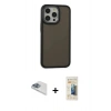 MARSİLYAN™- iPhone 13 Pro Max Kılıf Eksen Işık - Siyah 6D Mat Seramik Hayalet Nano Ekran Koruyucu + Pers Alüminyum Kamera Lens - SABE