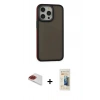 MARSİLYAN™- iPhone 13 Pro Max Kılıf Eksen Işık - Siyah 6D Mat Seramik Hayalet Nano Ekran Koruyucu + Pers Alüminyum Kamera Lens - KI